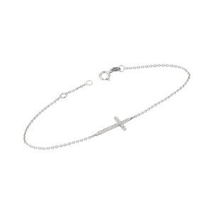 0.08 Carat Natural Diamond Cross Bracelet G SI 14K